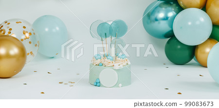 cake and balloons, web banner format 99083673