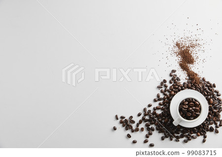 Coffee brewed from freshly roasted beans Coffee brewed from freshly roasted beans 99083715