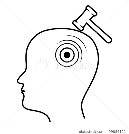 Alarm icon. headache and dizziness. Human profile, color vector illustration icon Alarm icon. headache and dizziness. Human profile, color vector illustration icon 99084121