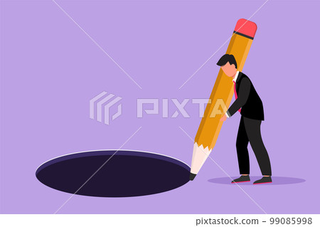 Cartoon flat style drawing of businessman holding fishing rod got