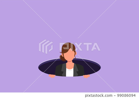 Graphic flat design drawing unlucky businesswoman emerges from hole. Concept of failure to take advantage of business opportunities. Depressed and business failure. Cartoon style vector illustration Graphic flat design drawing unlucky businesswoman emerges from hole. Concept of failure to take advantage of business opportunities. Depressed and business failure. Cartoon style vector illustration 99086094