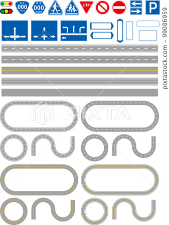 Roads Various roads Ruled lines Signs Traffic rules Icons Map creation 99086959