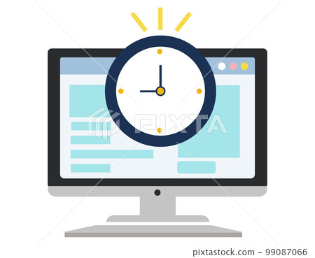 Personal computer, web design and clock. Deadline, delivery date, engineer. vector illustration Personal computer, web design and clock. Deadline, delivery date, engineer. vector illustration 99087066