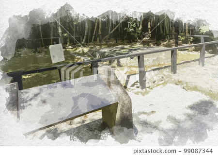 Watercolor-style ogre's chopsticks, Asuka Village, Nara Prefecture 99087344