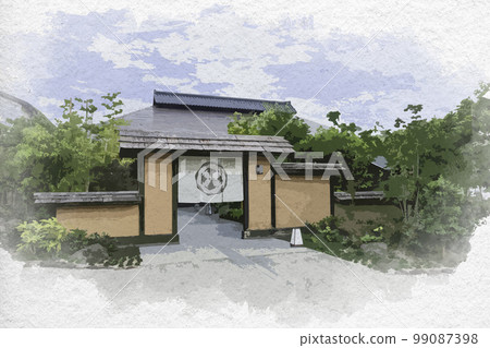 Watercolor style Tamanoyu (Tamano City, Okayama Prefecture) 99087398
