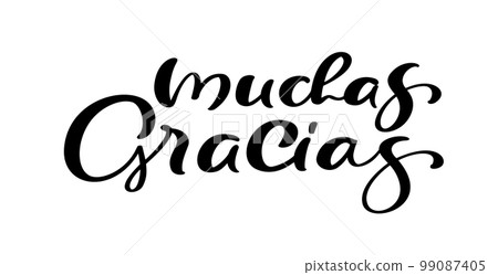Thank you vector lettering text in spanish Muchas Gracias. Hand drawn phrase. Handwritten modern brush calligraphy for invitation and greeting card, t-shirt, prints and posters Thank you vector lettering text in spanish Muchas Gracias. Hand drawn phrase. Handwritten modern brush calligraphy for invitation and greeting card, t-shirt, prints and posters 99087405