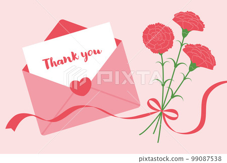 Carnation bouquet and letter background illustration 99087538