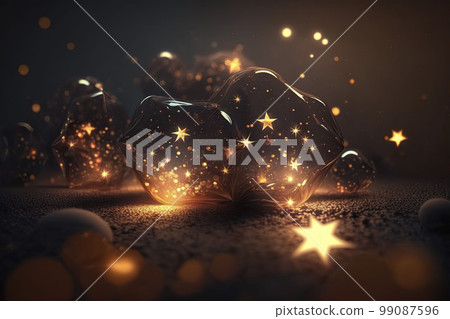 Glowing stars on a dark background. Generative AI. Glowing stars on a dark background. Generative AI. 99087596