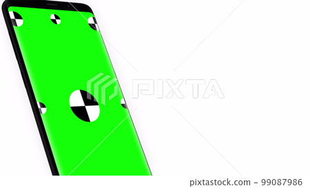 Smartphone technology with green screen in chroma key phone touch message display with luma white Alpha channel. 3D rendering. 99087986
