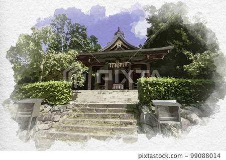 Watercolor-style Asukaimasu Shrine Worship Hall, Asuka Village, Nara Prefecture 99088014
