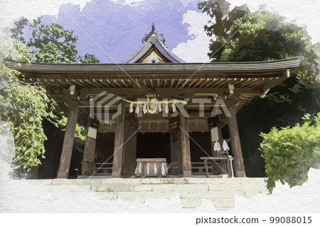 水彩風格的 Asukaimasu 神社禮拜堂,奈良縣飛鳥村 水彩風格的 Asukaimasu 神社禮拜堂,奈良縣飛鳥村 99088015