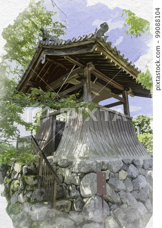 Watercolor-style Asuka-ji bell tower, Asuka Village, Nara Prefecture Watercolor-style Asuka-ji bell tower, Asuka Village, Nara Prefecture 99088104