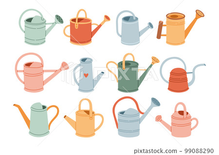 Watering Can Spring Set. Scrapbook design elements in vector 99088290