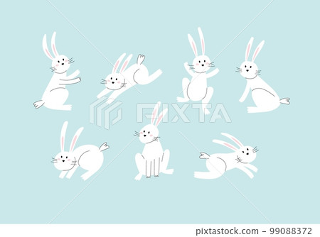 Easter bunny trendy set. Minimalist holiday characters, cute stylized rabbits, vector illustration for prints or greeting cards 99088372