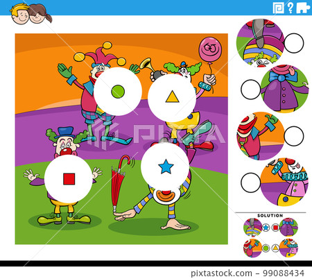 match pieces game with comic clowns characters match pieces game with comic clowns characters 99088434