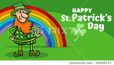Saint Patrick Day design with cartoon Leprechaun and rainbow Saint Patrick Day design with cartoon Leprechaun and rainbow 99088435