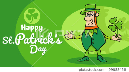 Saint Patrick Day design with cartoon Leprechaun with clover Saint Patrick Day design with cartoon Leprechaun with clover 99088436