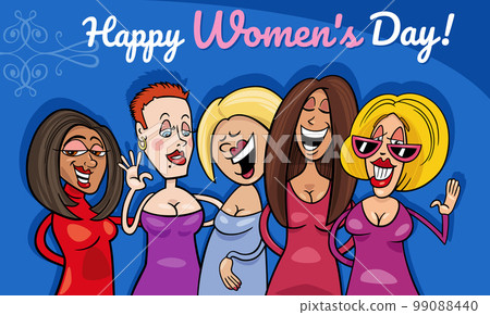 Women's Day design with comic happy women group Women's Day design with comic happy women group 99088440