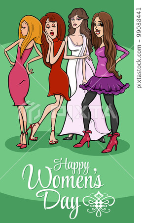 Women's Day design with cartoon pretty women group Women's Day design with cartoon pretty women group 99088441