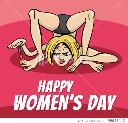 Women's Day design with woman painting her toenails 99088442