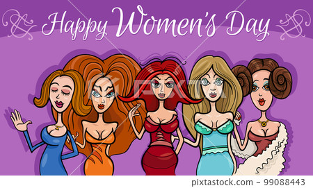 Women's Day design with comic women group Women's Day design with comic women group 99088443