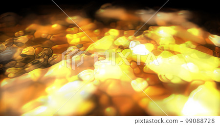 Abstract multicolored liquid iridescent yellow gold bright glowing, magical abstract background 99088728