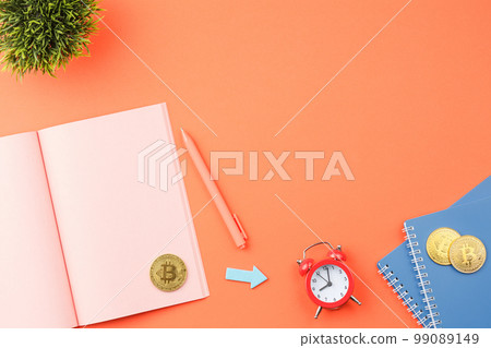 Open notepad, office desktop concept. 99089149