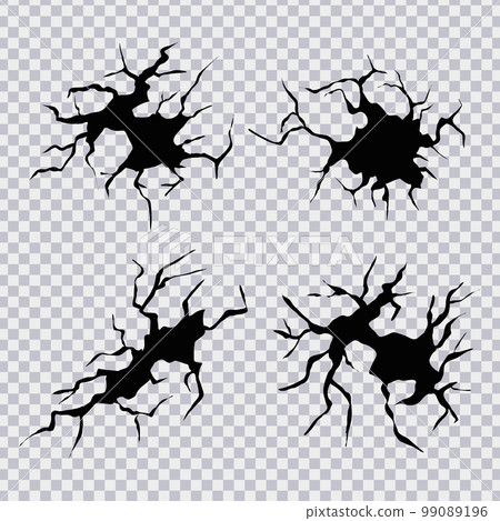 Cracks in ground. Cracks, splits and holes in ground. Vector realistic set of fissure in ground, crevices from disaster or drought, black fractures Cracks in ground. Cracks, splits and holes in ground. Vector realistic set of fissure in ground, crevices from disaster or drought, black fractures 99089196