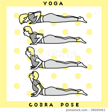 A woman doing yoga cobra pose to create beautiful proportions A woman doing yoga cobra pose to create beautiful proportions 99089461