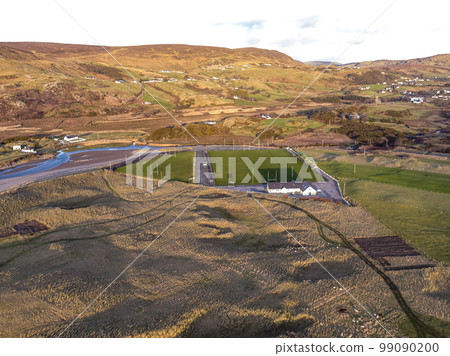 Aerial view of Glencolumbkille GAA field in County Donegal, Republic of Irleand 99090200