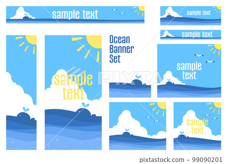 Banner set _ sea and whale 99090201