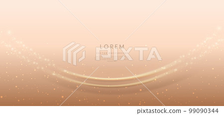 Abstract gold curved background with lighting effect and sparkle with copy space for text. Luxury design style. 99090344