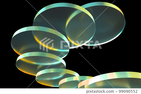 3D illustration of a glass plate shining in rainbow colors in the dark 3D illustration of a glass plate shining in rainbow colors in the dark 99090552
