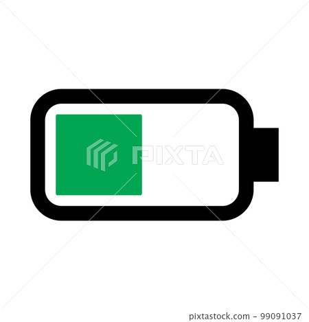 Battery half icon line isolated on white background. Black flat thin icon on modern outline style. Linear symbol and editable stroke. Simple and pixel perfect stroke vector illustration. 99091037