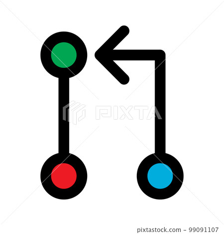 Git pull request icon line isolated on white background. Black flat thin icon on modern outline style. Linear symbol and editable stroke. Simple and pixel perfect stroke vector illustration. 99091107