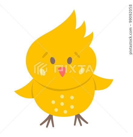 Vector funny chick icon. Spring, Easter or farm little bird illustration. Cute yellow chicken isolated on white background. 99092058