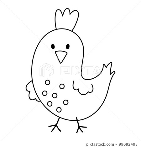 Vector black and white bird icon isolated on white background. Outline spring traditional symbol and design element. Cute animal with tuft illustration for kids Vector black and white bird icon isolated on white background. Outline spring traditional symbol and design element. Cute animal with tuft illustration for kids 99092495