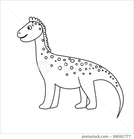 Vector black and white dinosaur icon isolated on white background. Dino outline drawing. Cute prehistorical picture for kids. Vector black and white dinosaur icon isolated on white background. Dino outline drawing. Cute prehistorical picture for kids. 99092777