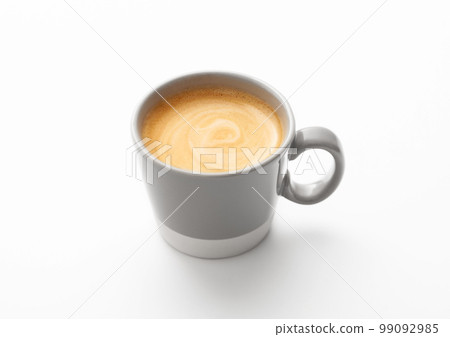 Coffee with creamy foam in small cup on white background. Flat white,americano,espresso,cappuccino. 99092985