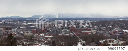 Sherbrooke city in Quebec, Canada. Small city landscape panoramic view downtown winter cityscape mountain 99093597