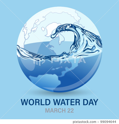 World Water Day, 3d planet with water splash. Ecological concept. Banner, poster, postcard, vector World Water Day, 3d planet with water splash. Ecological concept. Banner, poster, postcard, vector 99094644