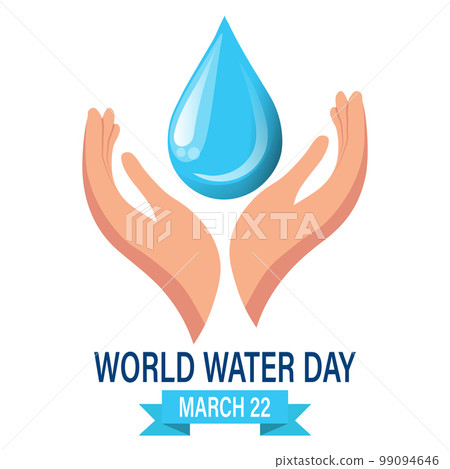 World Water Day, a drop of water in the hands. Banner. poster, postcard, vector World Water Day, a drop of water in the hands. Banner. poster, postcard, vector 99094646