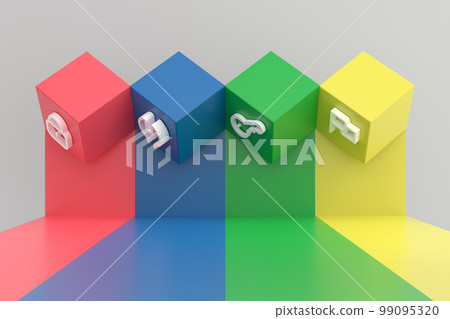 Set of infographic colorful banners square sections 99095320