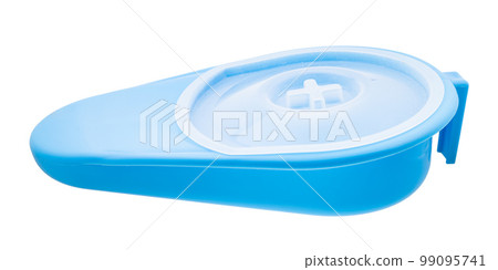 side view of closed blue fracture bedpan isolated 99095741