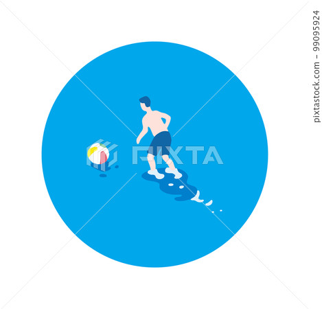 Icon _ summer _ chasing a beach ball in the sea _ blue Icon _ summer _ chasing a beach ball in the sea _ blue 99095924