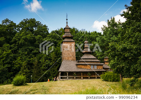 Old wooden church in the village 99096234