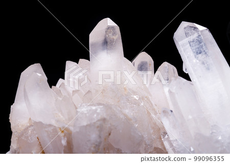 Macro Mineral Stone Rhinestone in Crystals on a Black Background 99096355