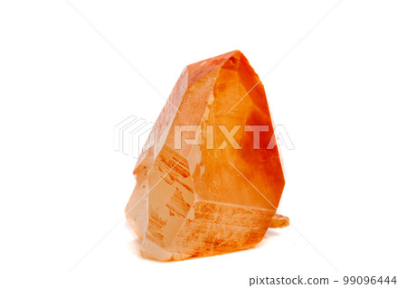 Macro mineral stone Lemurian Crystal a white background 99096444