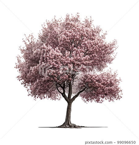 Cherry Blossom Tree Isolated. Illustration Generative AI 99096650
