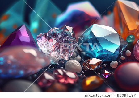 AI generated Abstract Background with Crystals and Gems . AI generated Illustration. 99097187
